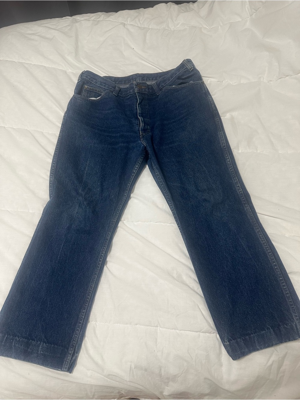 Dark Wash Straight Leg Jeans - Navy Blue